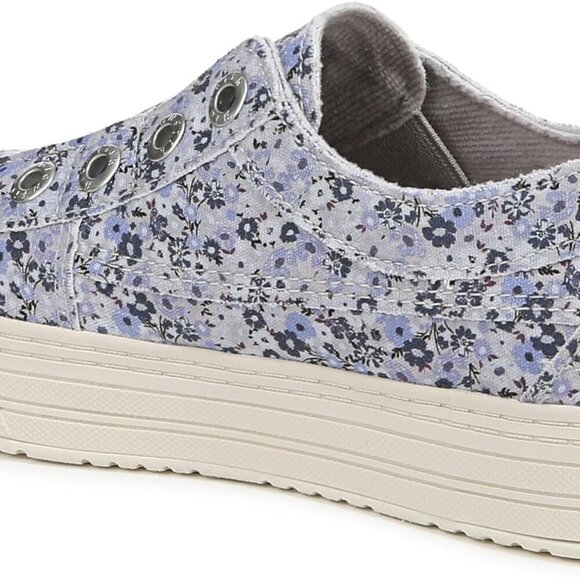 Women's Canvas Slip-On Sneakers Vegan Casual Platform Blue Floral 7.5 - Picture 7 of 9